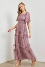 Polgram Tulle Maxi Dress in Dusty Lavender - Image 2