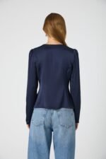 Ennis Satin Lace V-Neck Blouse - Image 4