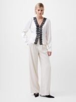 Ennis Satin Lace V-Neck Blouse - Image 3