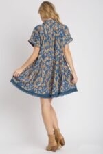 Umgee Animal Print Tiered Dress in Slate Blue - Image 3